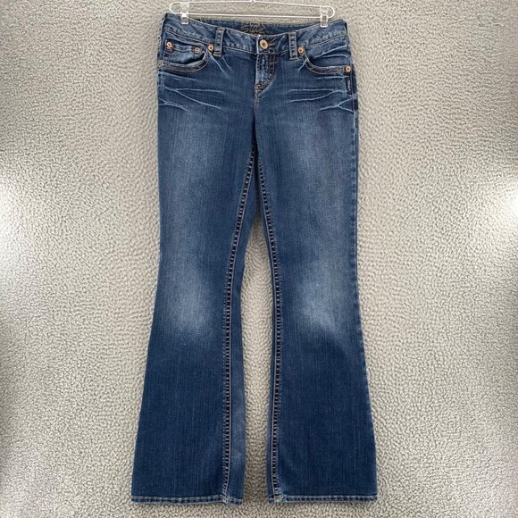Silver Jeans Womens 29 Aiko Blue Medium Wash Denim Stretch Flared Bootcut Casual - Picture 1 of 11